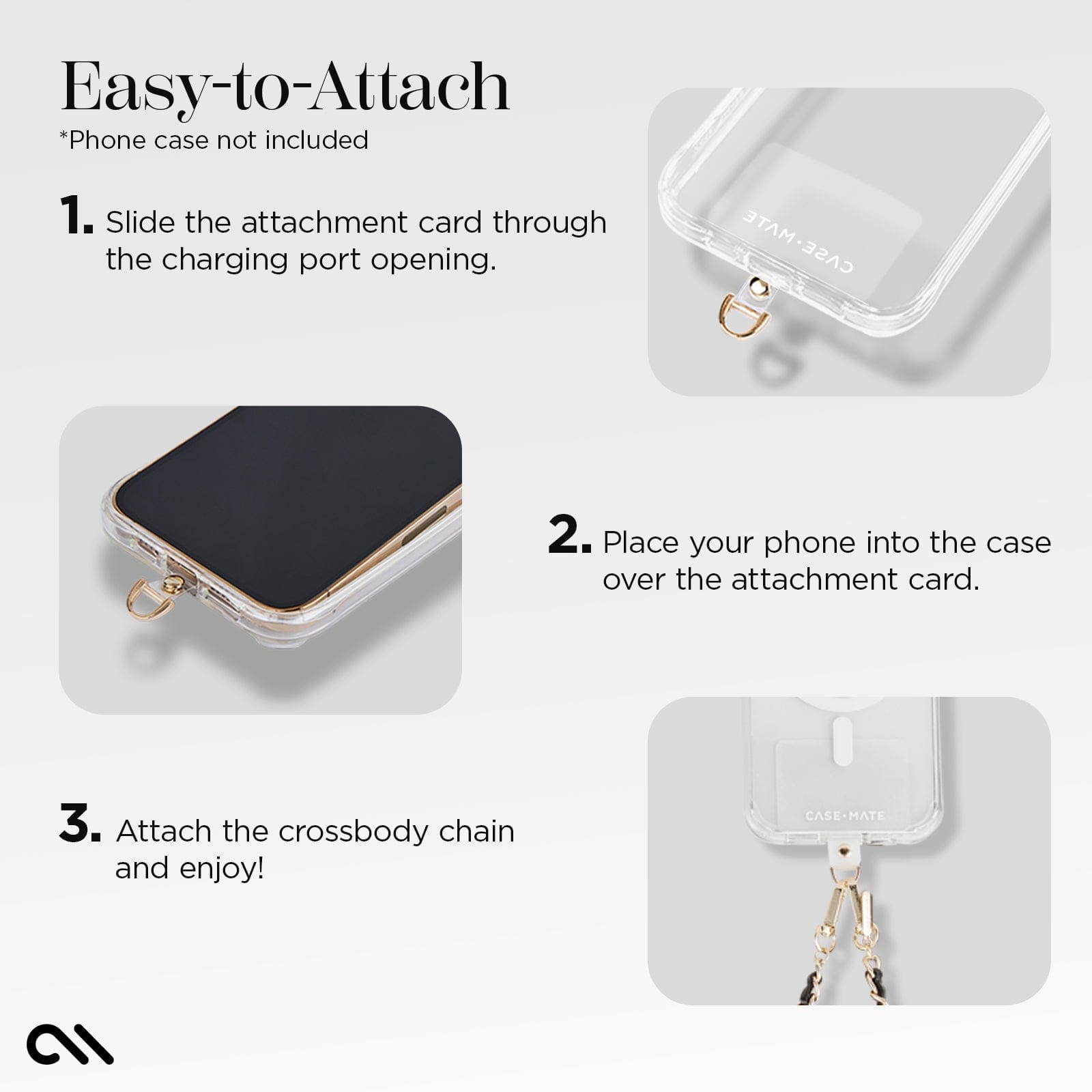 Case-Mate - Gold Chain/Black Leather Phone Crossbody: Gold/Black Case-Mate