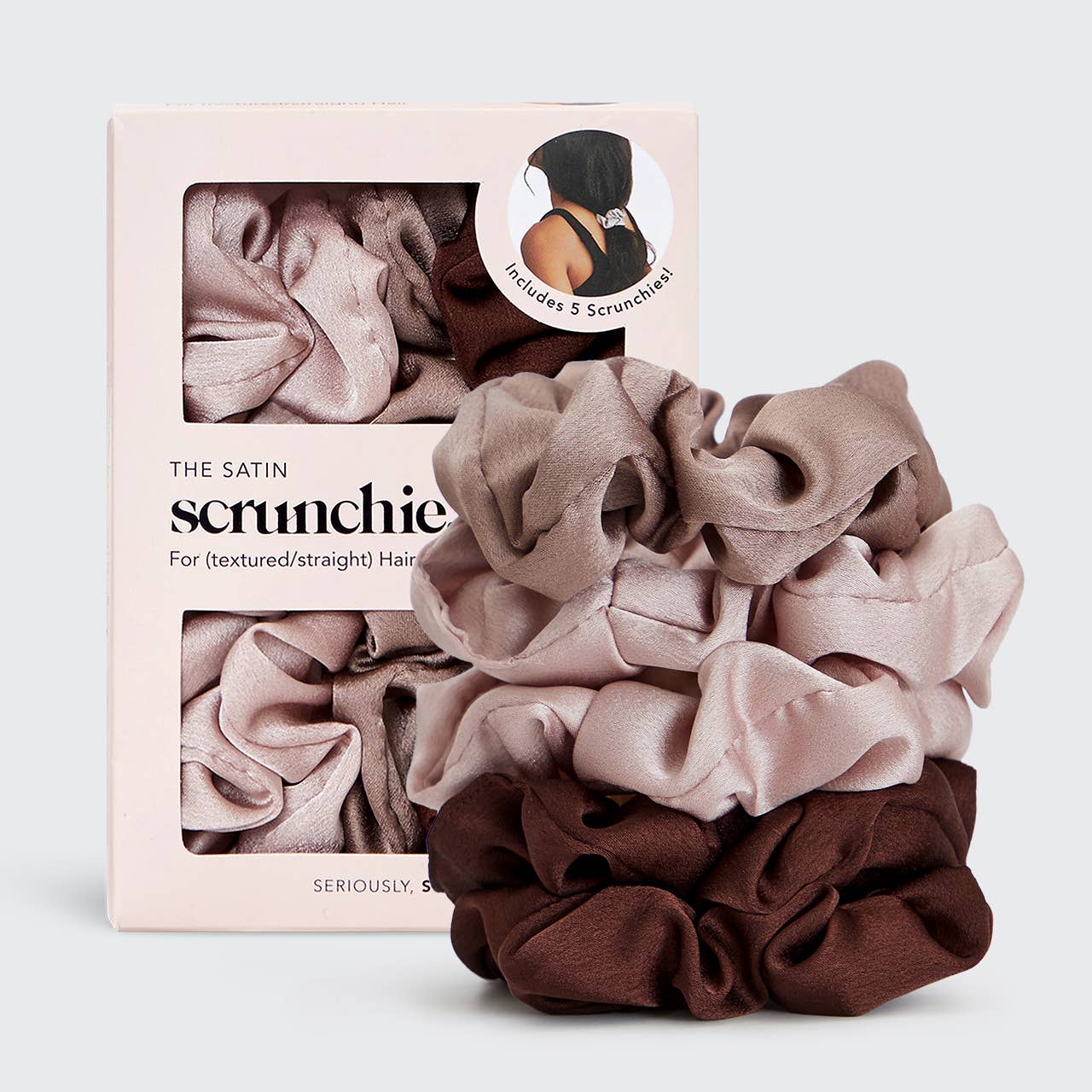KITSCH - Satin Sleep Scrunchies 5pc- Cameo KITSCH