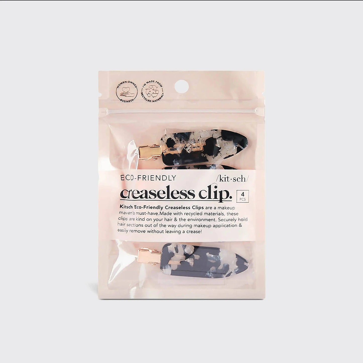 Eco-Friendly Creaseless Clips 4pc Set - Black Terrazzo KITSCH