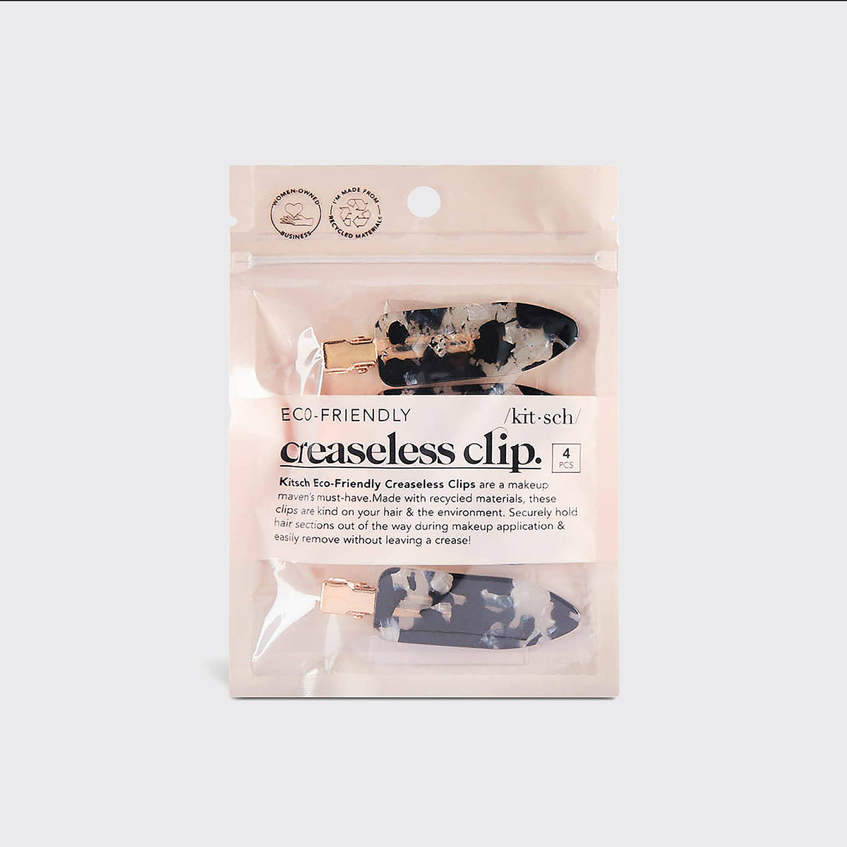 KITSCH - Eco-Friendly Creaseless Clips 4pc Set - Black Terrazzo KITSCH