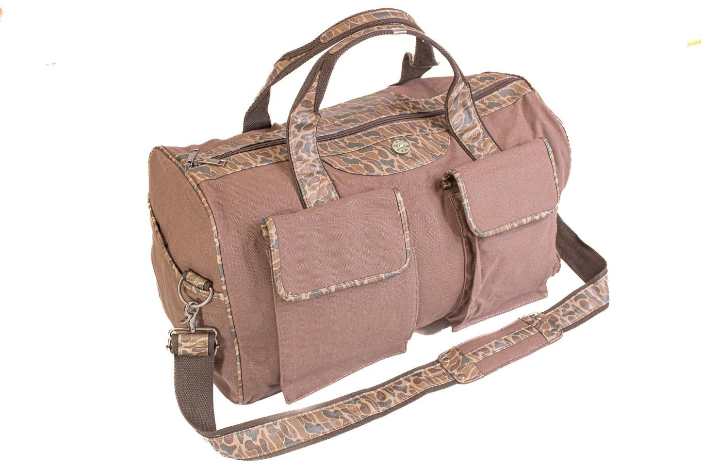Zep-Pro - Shot Shell Brown Waxed Canvas Old School Camo Weekender Bag.: Brown/Tan Zep-Pro