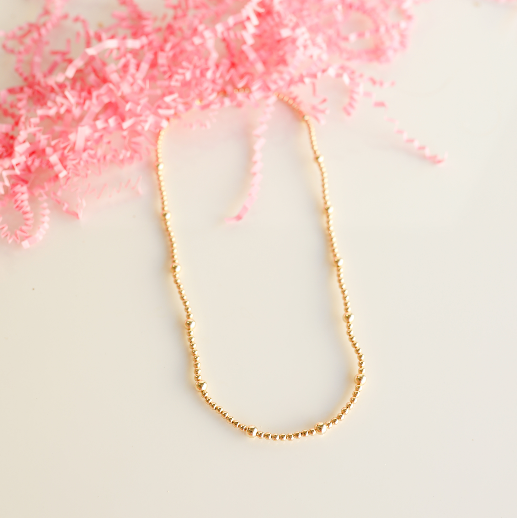 Beaded Blondes - Olive Necklace in Gold: 16 inch / Stretch (No clasp) Beaded Blondes