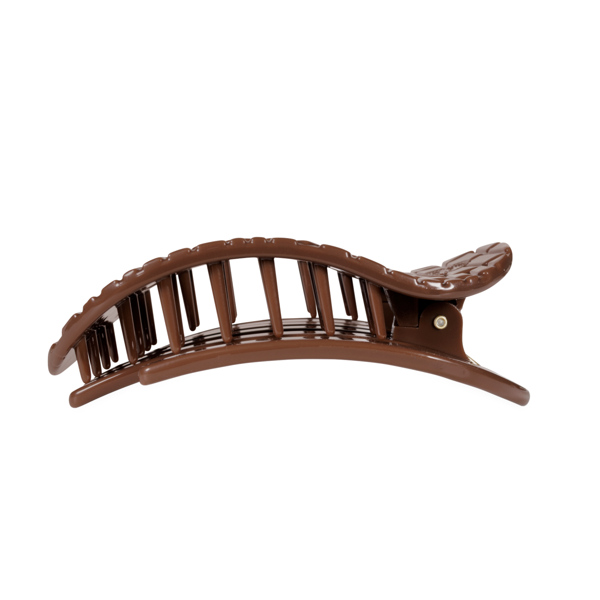 TELETIES - Brown Crocodile Large Flat Round Hair Clip TELETIES