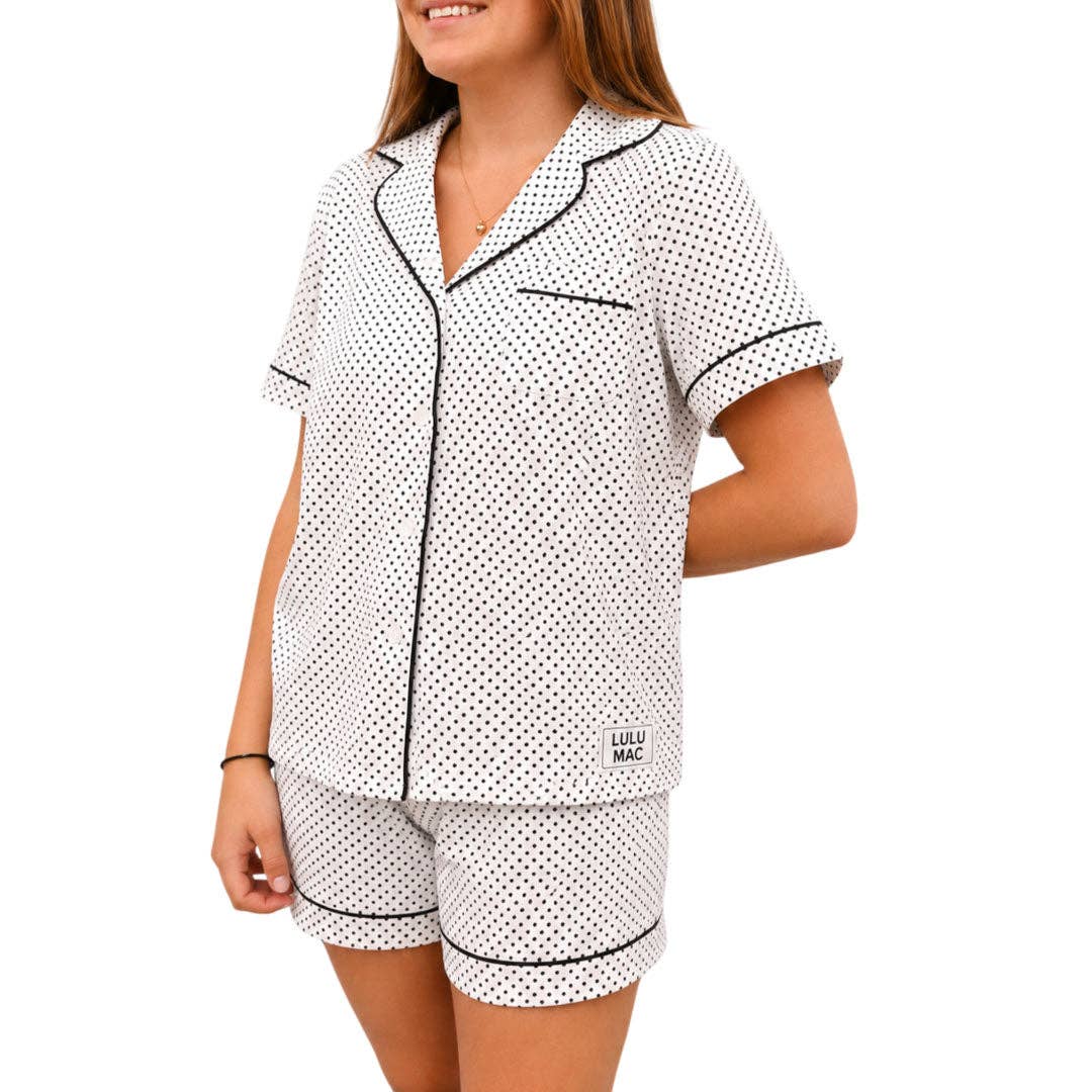 Girlie Girl Originals - LM-PJ-1000 WHITE W/ BLACK DOT: WHITE W/BLACK DOTS / Large Girlie Girl Originals