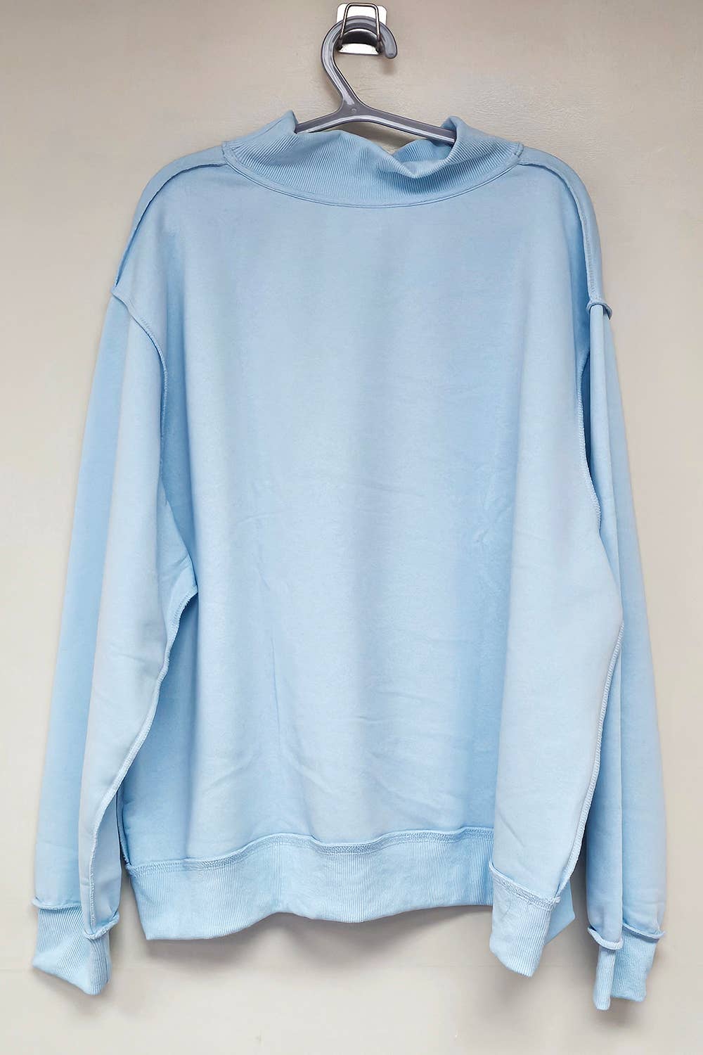 BUCKETLIST - IT2594-BLANK1  Solid Reversible Mock Neck Sweatshirt Top: LT BLUE / S/M-L/XL (3-3) BUCKETLIST
