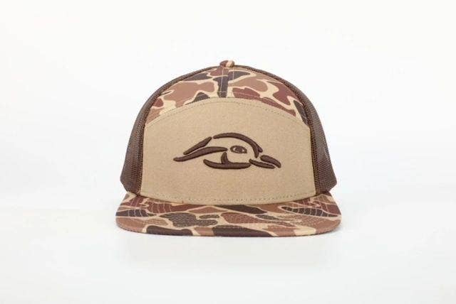 American Flyway Waterfowl - 7 Panel Brown Old School AFW Style w- 3 D Puff and Brown Mesh American Flyway Waterfowl