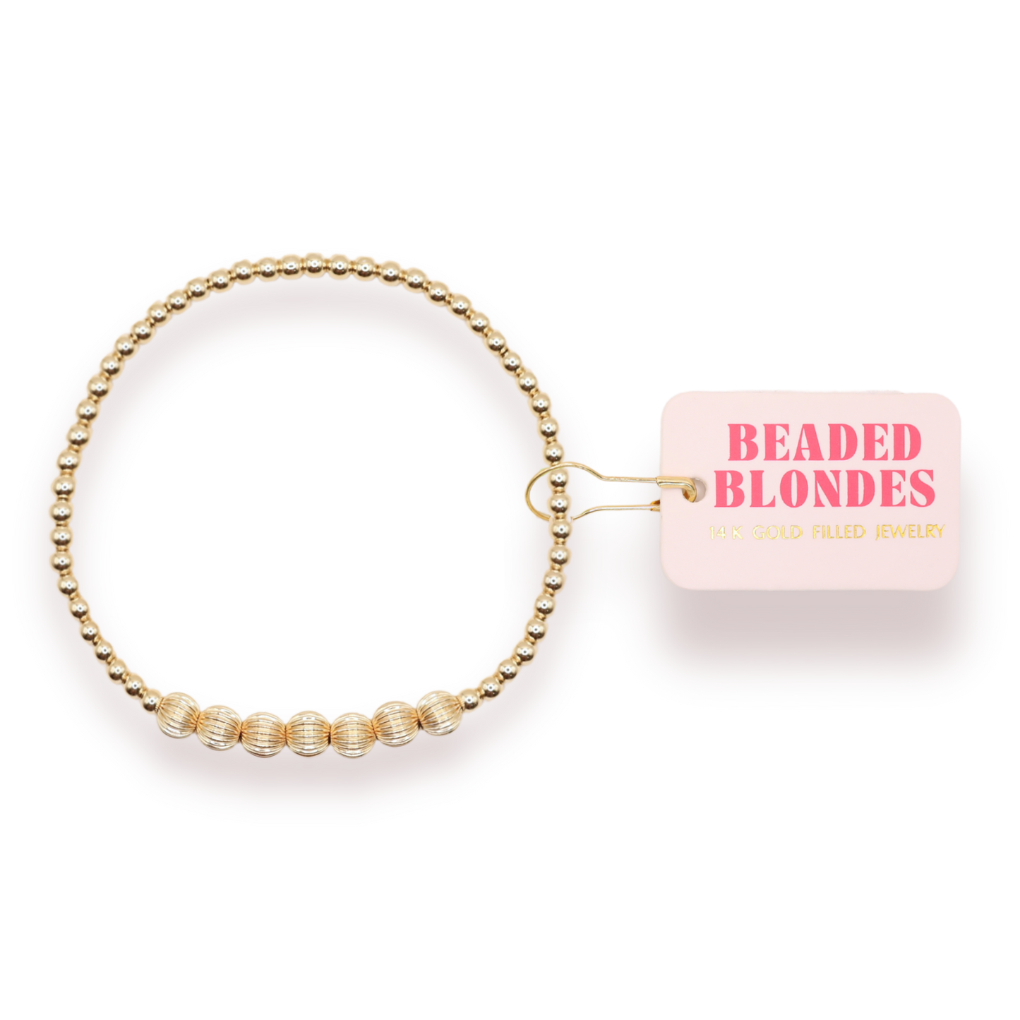 Beaded Blondes - Lucky Fluted Bracelet in Gold: Petite 6.25 inch Beaded Blondes