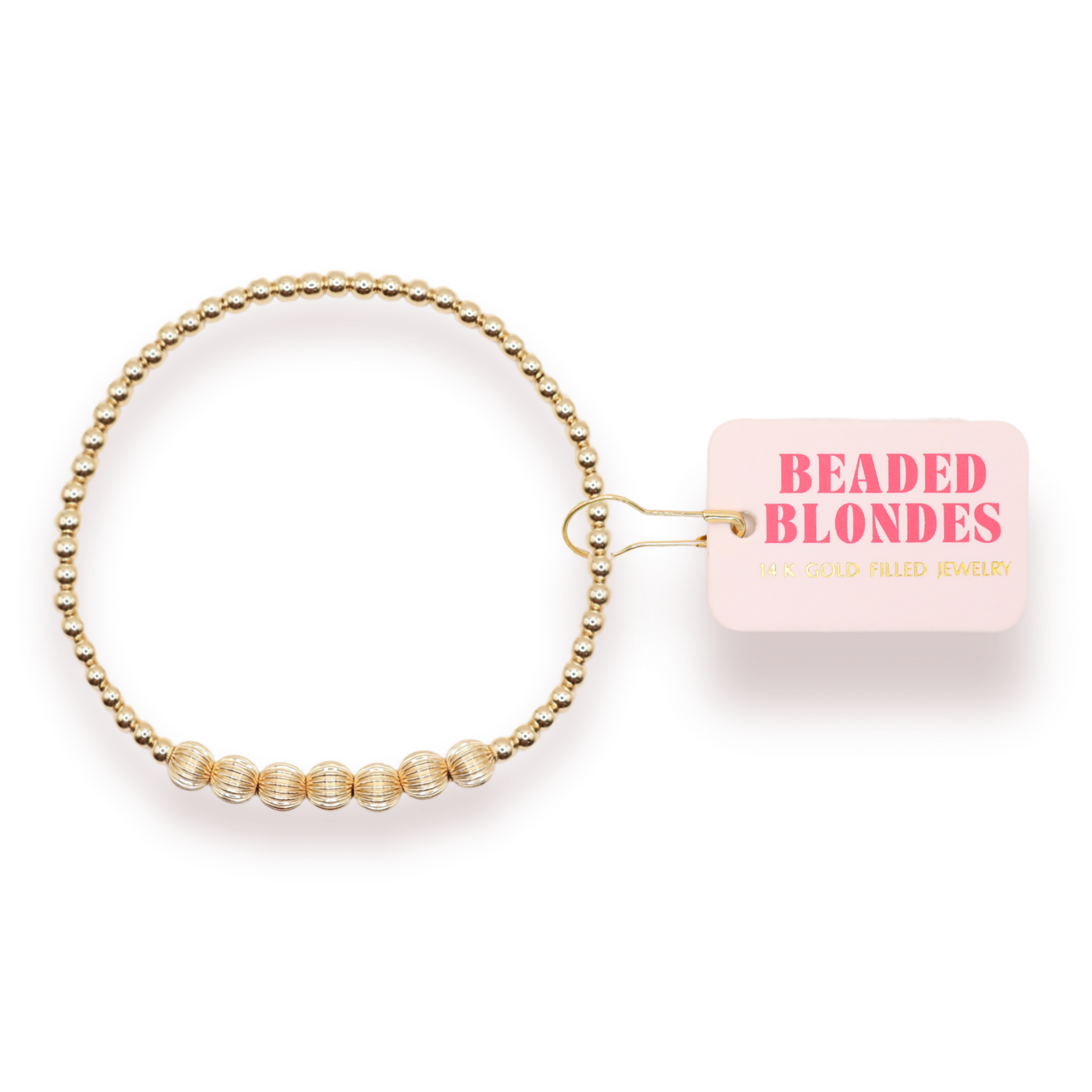 Beaded Blondes - Lucky Fluted Bracelet in Gold: Petite 6.25 inch Beaded Blondes