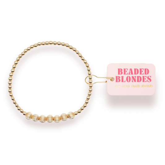 Beaded Blondes - Lucky Fluted Bracelet in Gold: Petite 6.25 inch Beaded Blondes