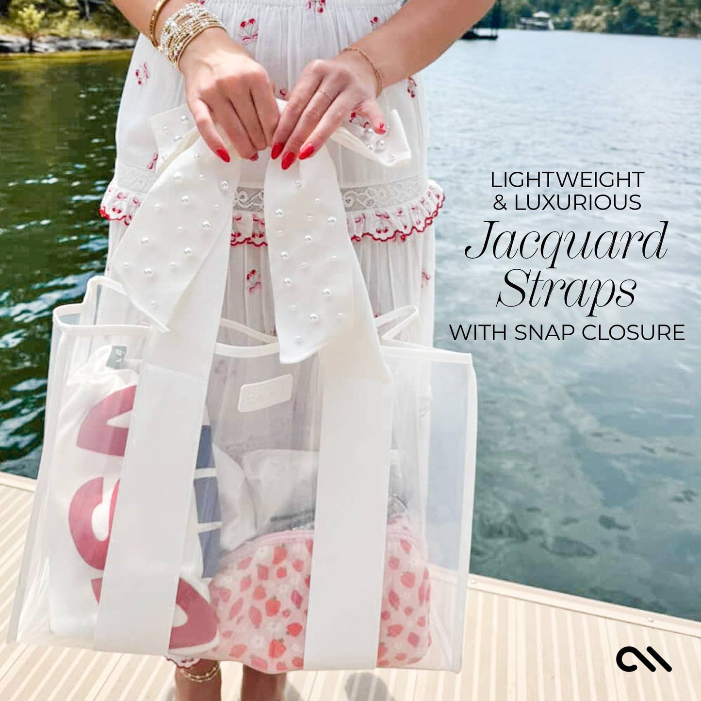 Case-Mate - Special Edition Bow Ivory Pearl Beach Tote With Phone Pouch Case-Mate