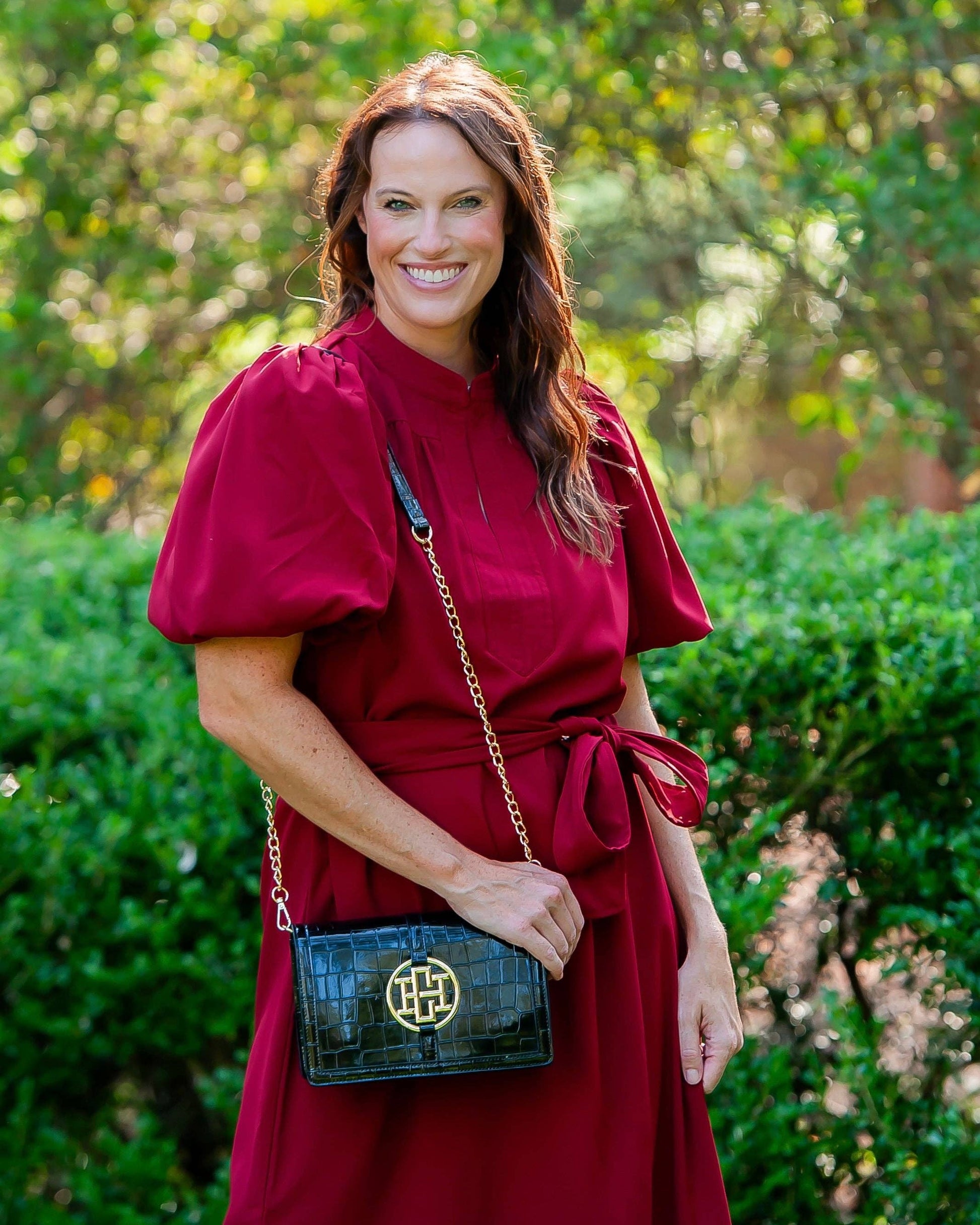 Caroline Hill - Cecilia Circle Logo Handbag Black Patent EC: Default Caroline Hill