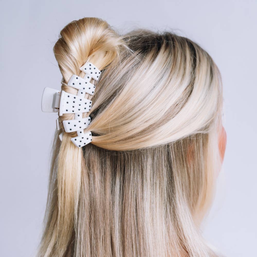 TELETIES - Classic White Polka Dot Party Medium Claw Clip TELETIES