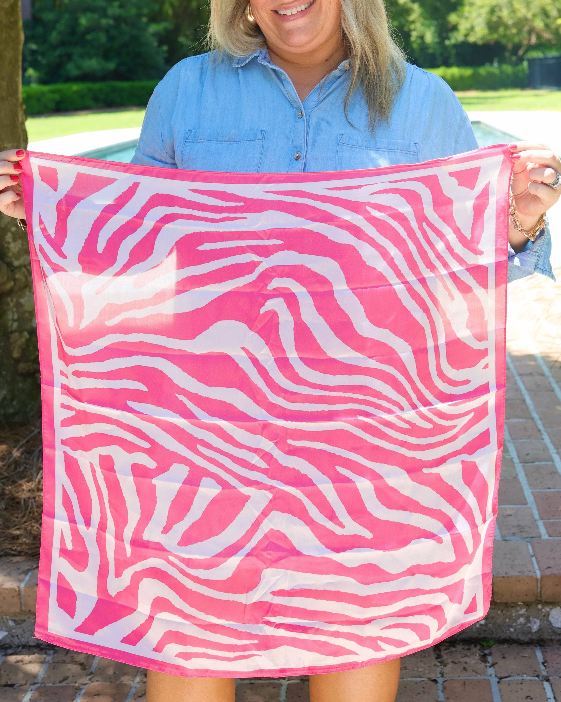 Caroline Hill - Ellie Zebra Print Scarf PINK: Default Caroline Hill
