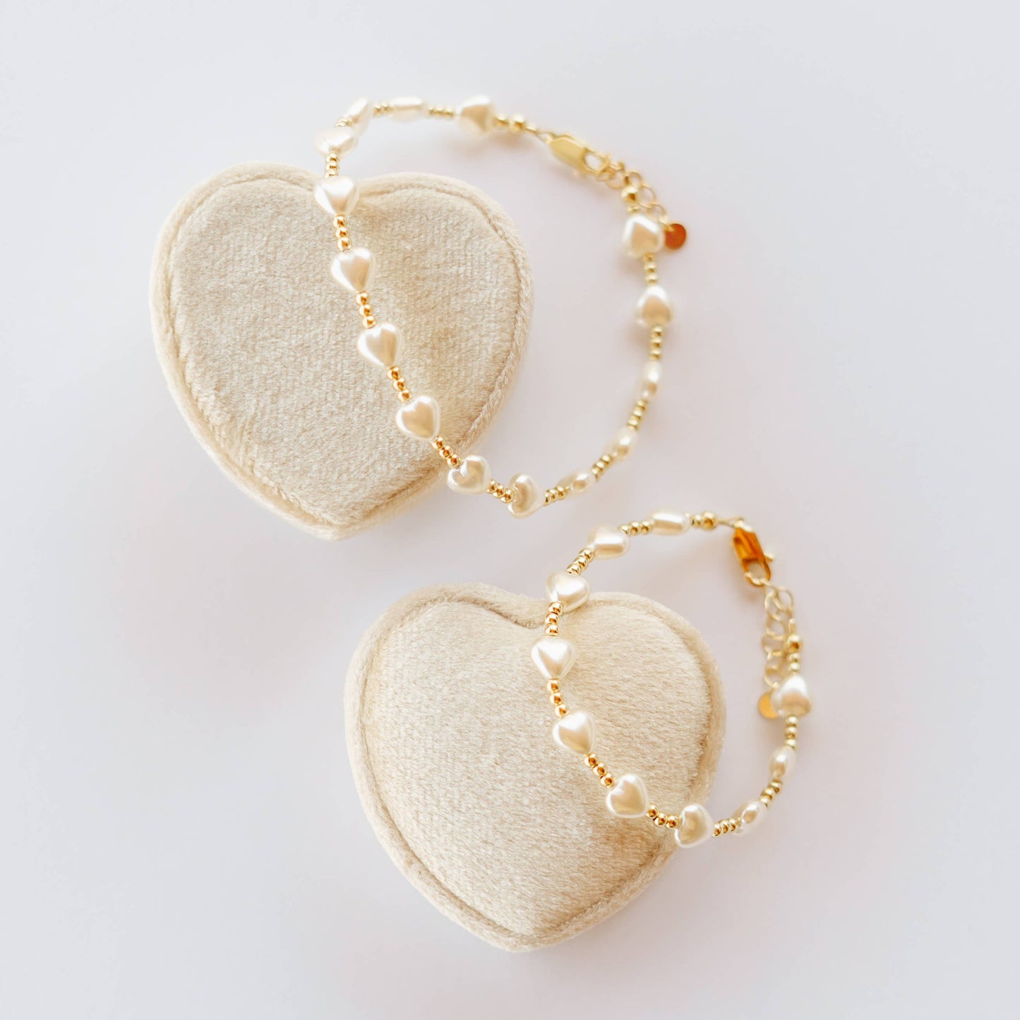 Cherished Moments - Girls 14K Gold-Plated Heart Pearl Baby Beaded Bracelet : Medium 1-5 Years Cherished Moments
