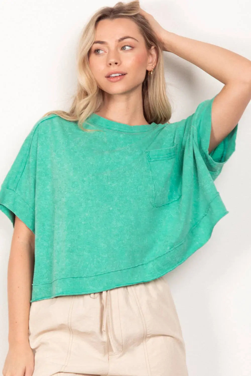 Oversized Washed Crop Knit Top VERY J / LOVE RICHE