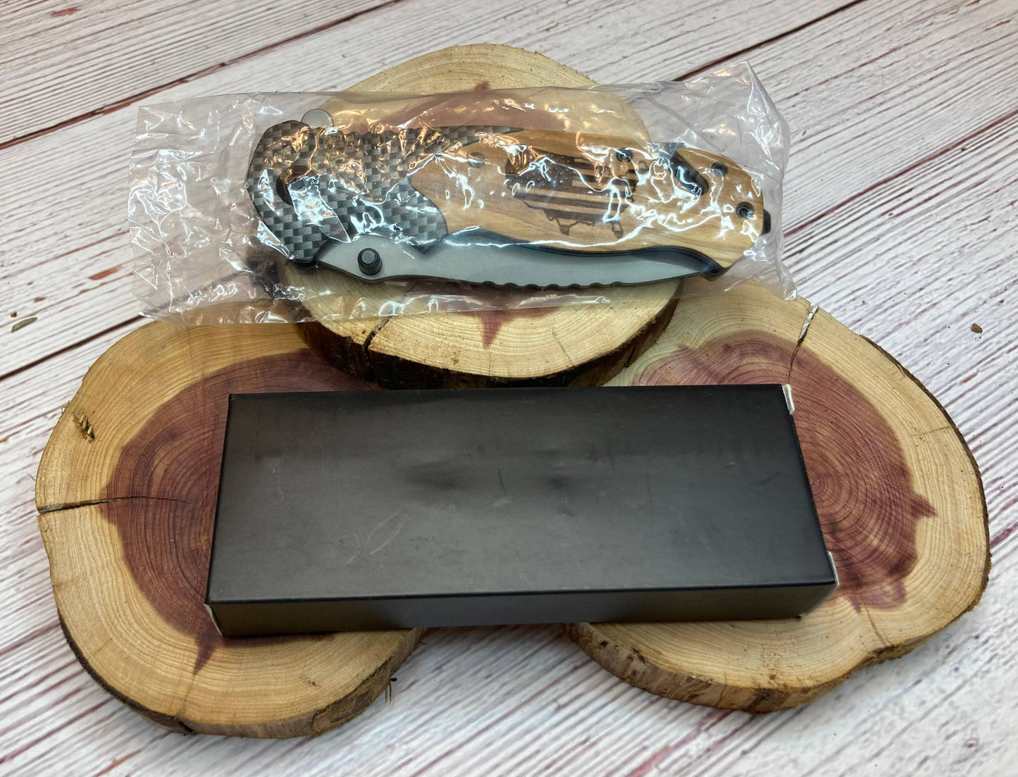 Quail Tail Laser Art - Deer on Antler #1 Knife Quail Tail Laser Art