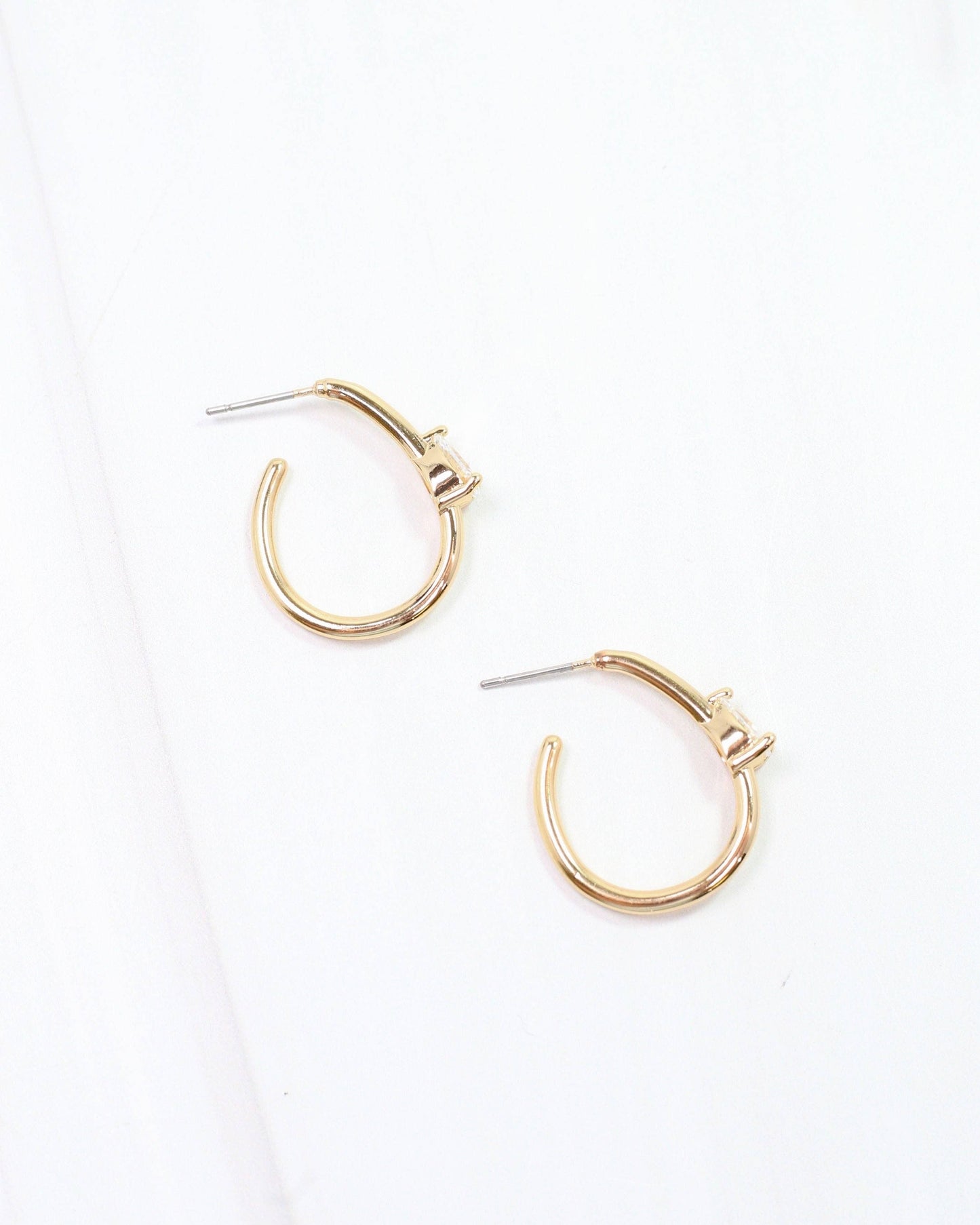 Caroline Hill - Nicki CZ Hoop Earring Gold: Default Caroline Hill