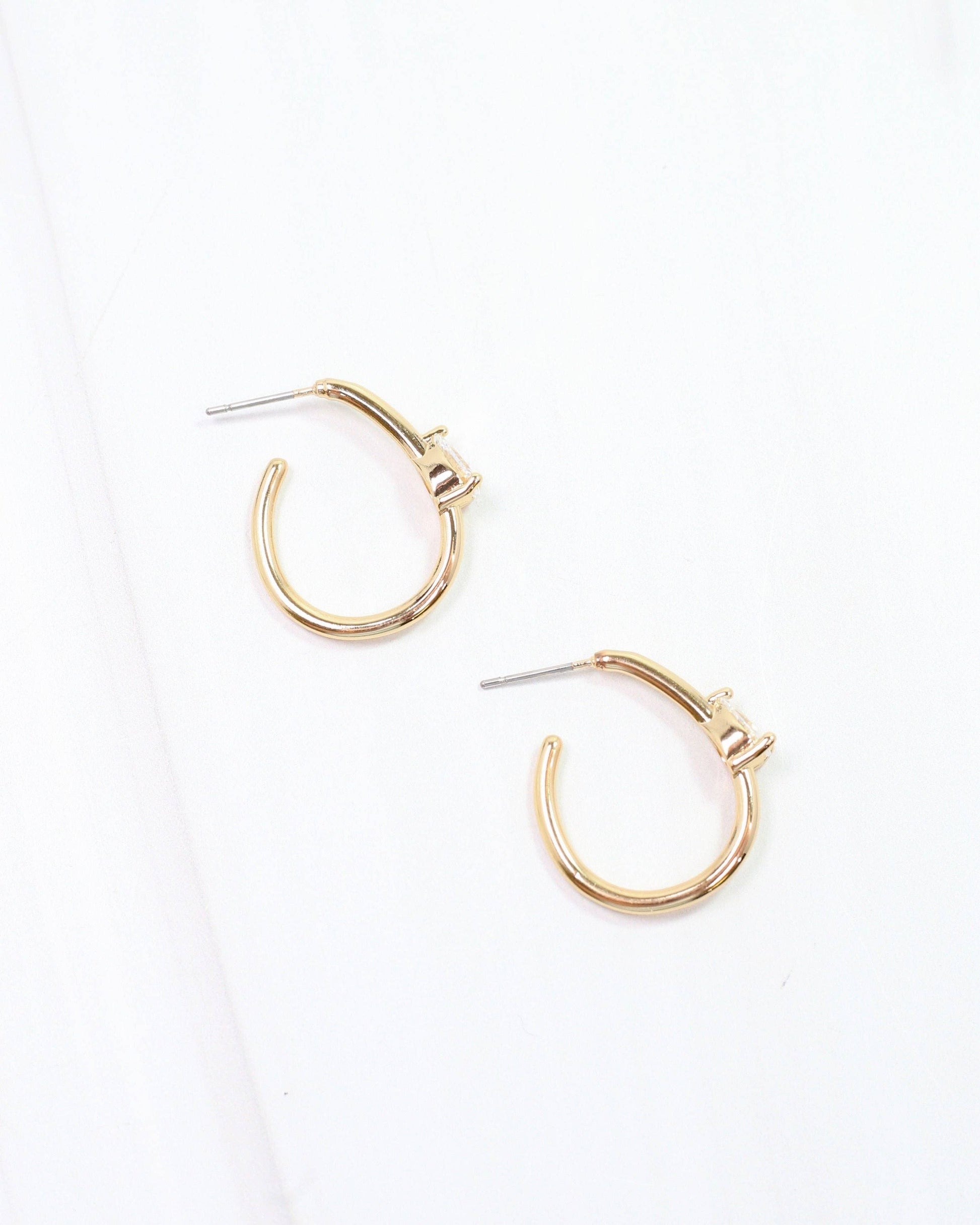 Caroline Hill - Nicki CZ Hoop Earring Gold: Default Caroline Hill