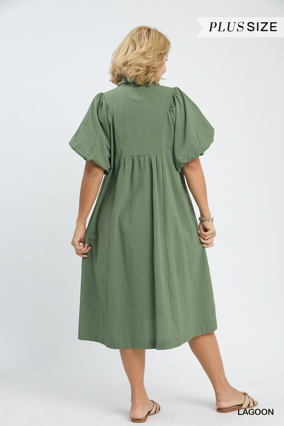 Vanilla Monkey - Plus Smocked Front Yoke Midi Dress: LAGOON / 1-1-1(XL-1XL-2XL) Vanilla Monkey