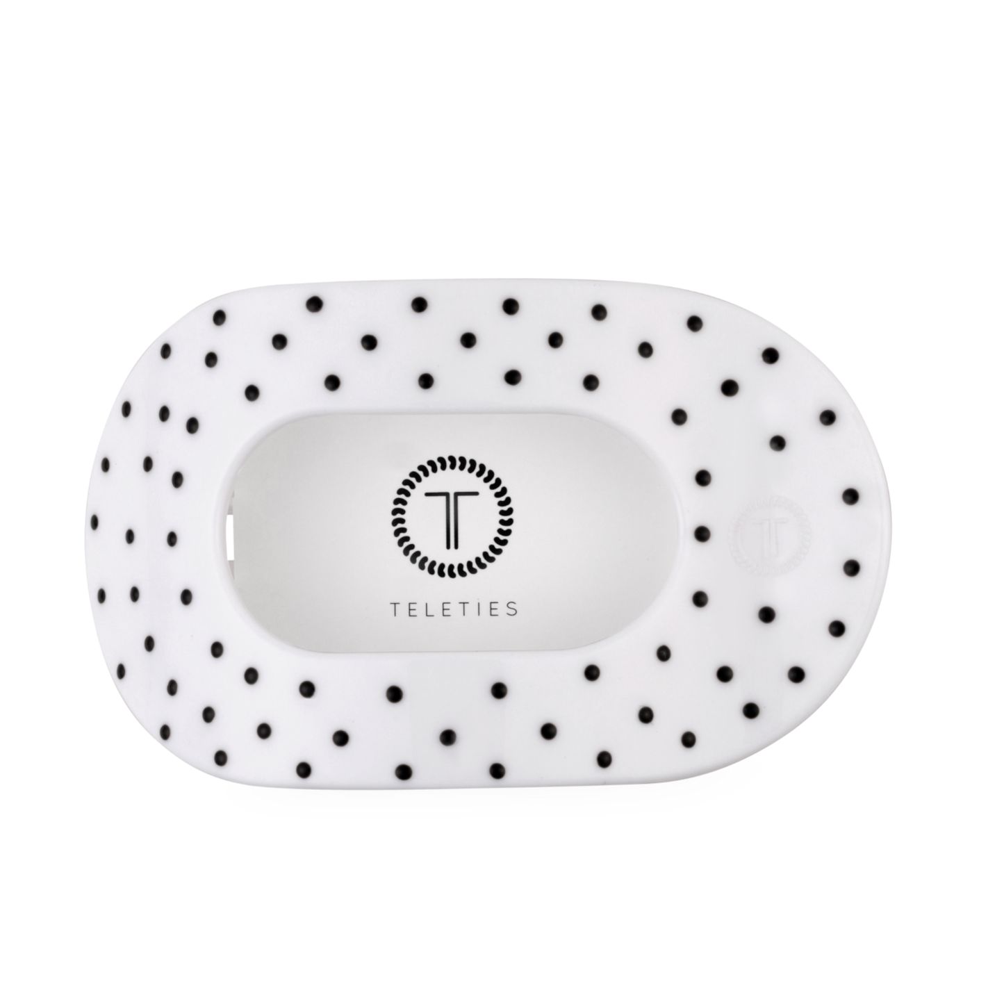 TELETIES - White Polka Dot Party Large Flat Round Hair Clip TELETIES
