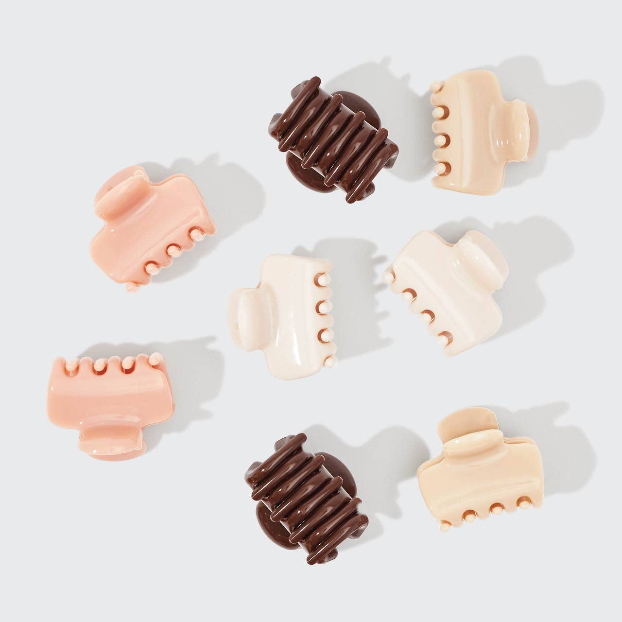 KITSCH - Recycled Plastic Mini Cloud Claw Clips 8pc Set - Rosewood KITSCH