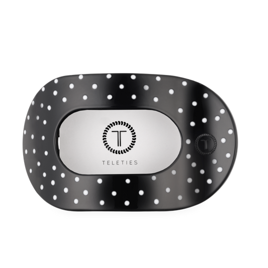 TELETIES - Black Polka Dot Party Large Flat Round Hair Clip TELETIES
