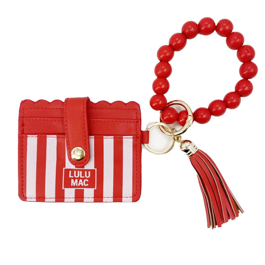 Girlie Girl Originals - LM-7311 Beaded Wristlet ID Wallet Red Stripe Darby Girlie Girl Originals