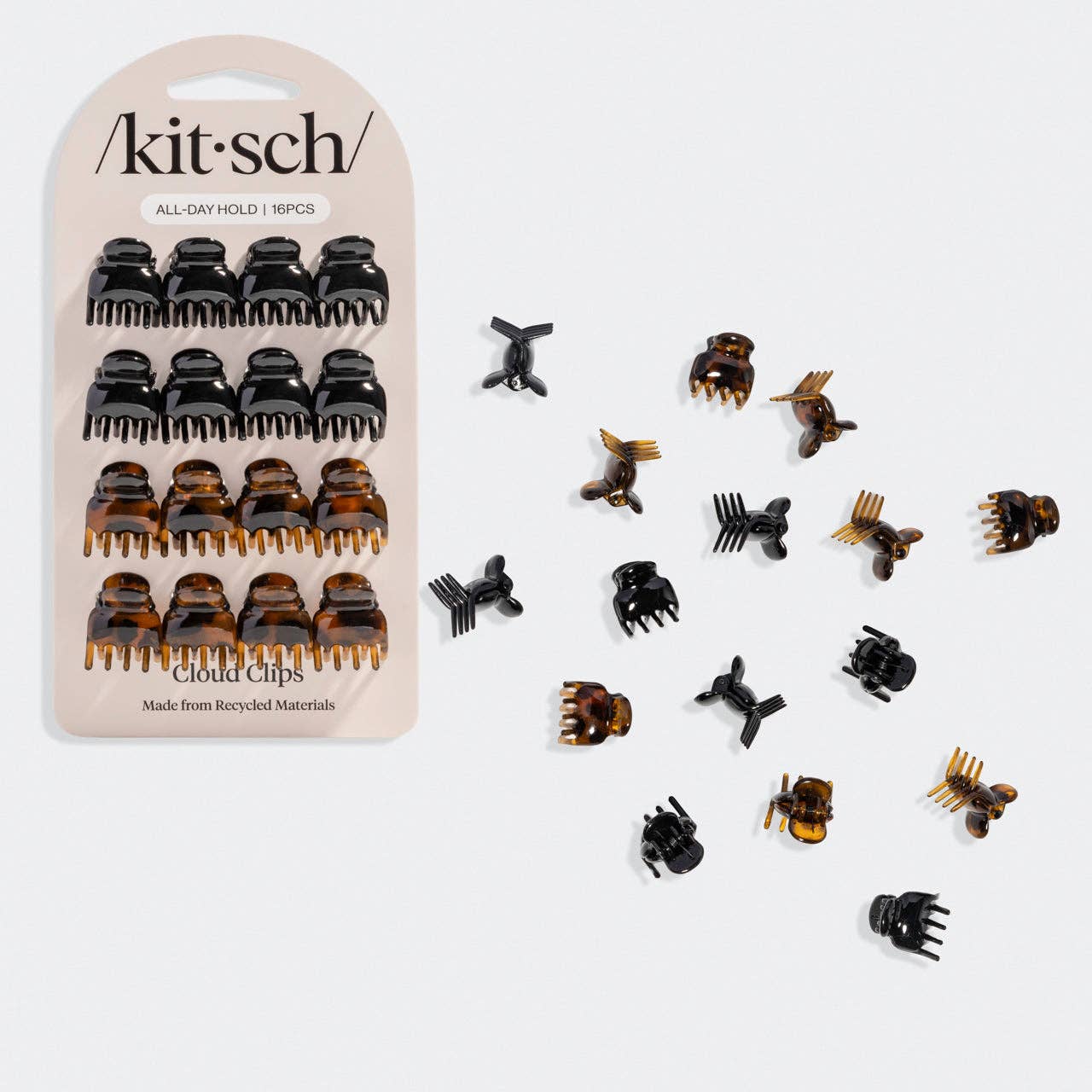 KITSCH - Black & Tort Micro Cloud Clip 16pc Set KITSCH