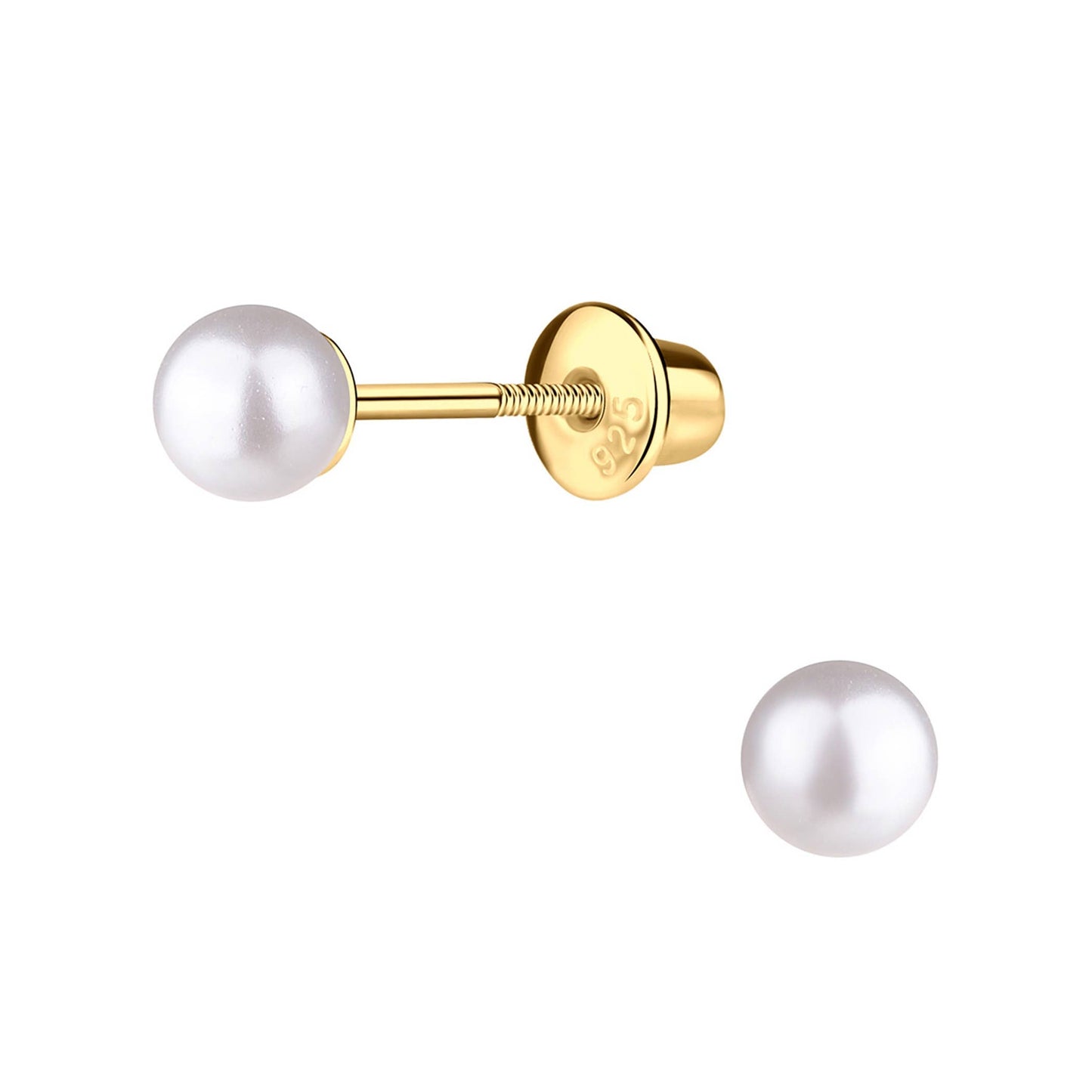 Cherished Moments - 14K Gold-Plated White Pearl Earrings with Screw Backs Cherished Moments
