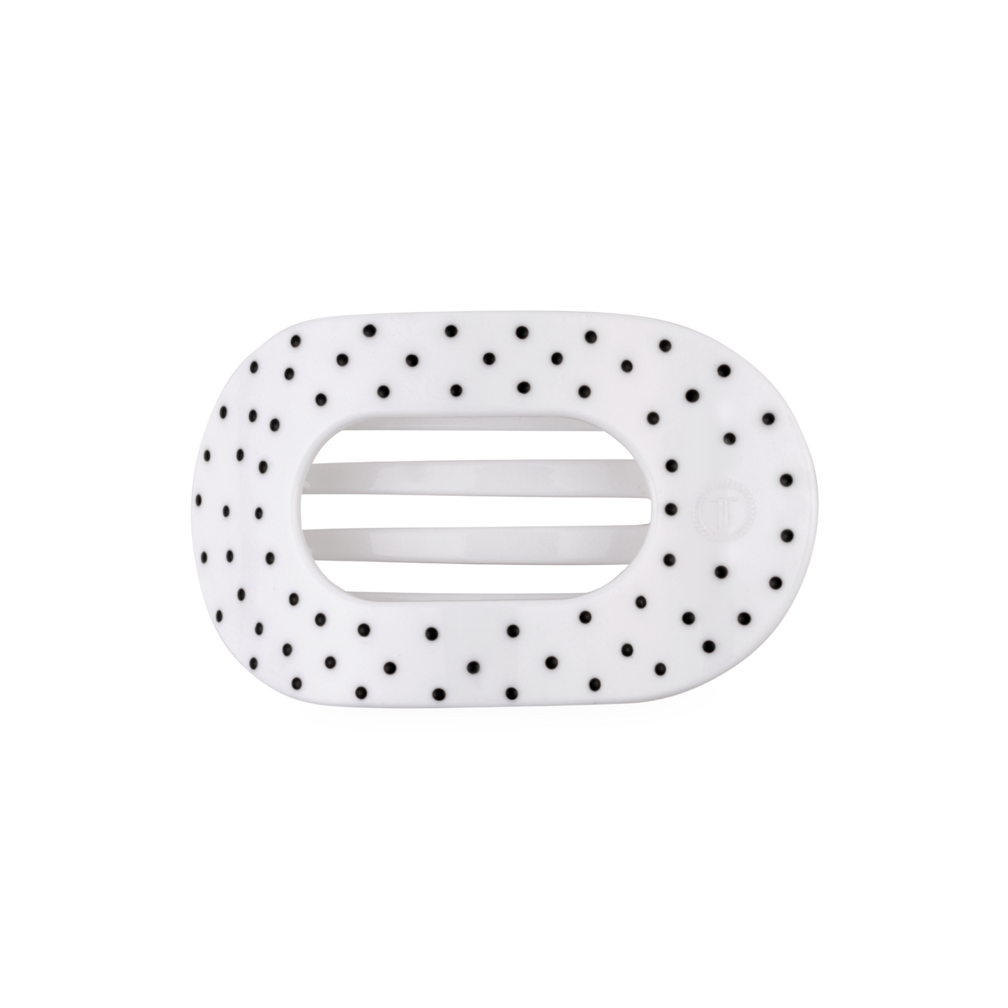 TELETIES - White Polka Dot Party Medium Flat Round Hair Clip TELETIES