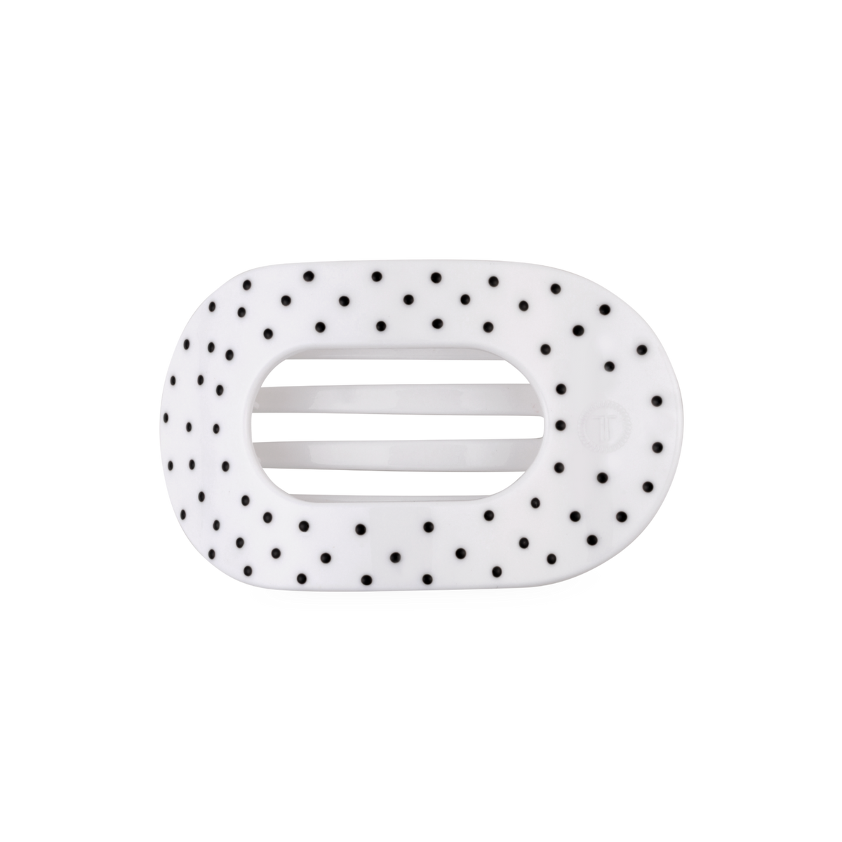 TELETIES - White Polka Dot Party Medium Flat Round Hair Clip TELETIES