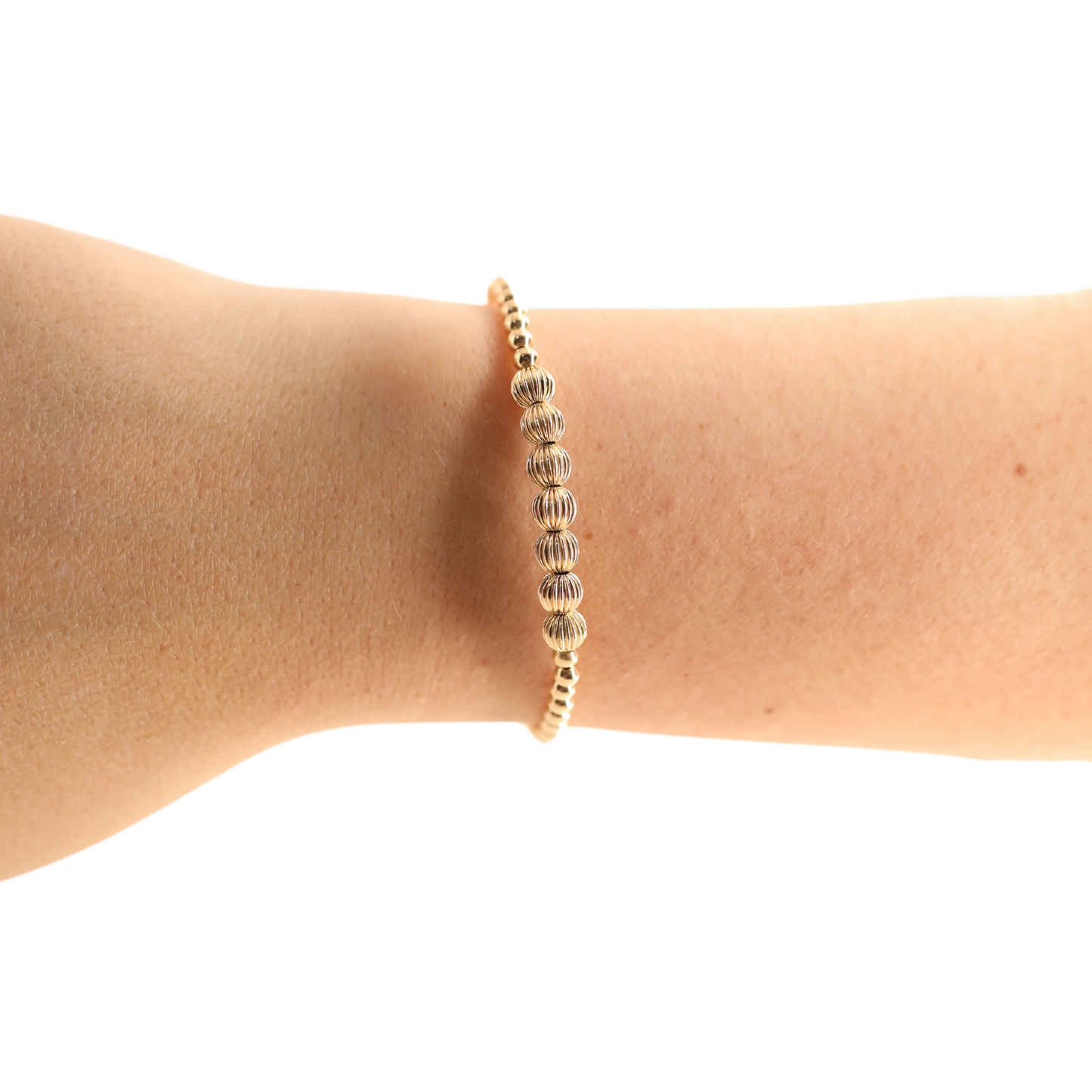 Beaded Blondes - Lucky Fluted Bracelet in Gold: Petite 6.25 inch Beaded Blondes