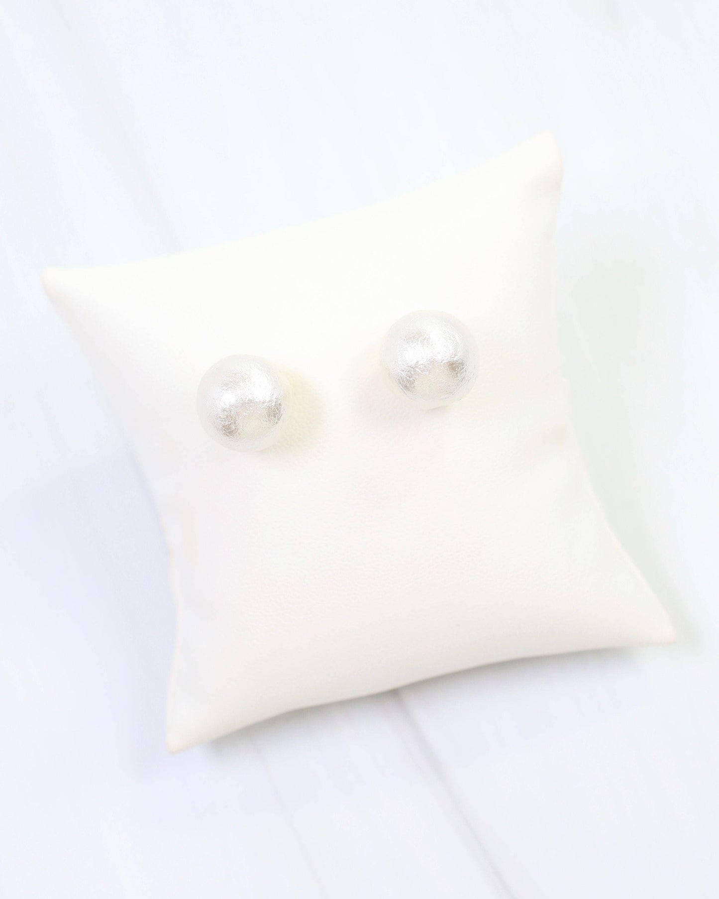 Caroline Hill - Alina Textured Pearl Stud Earring Cream: Default Caroline Hill