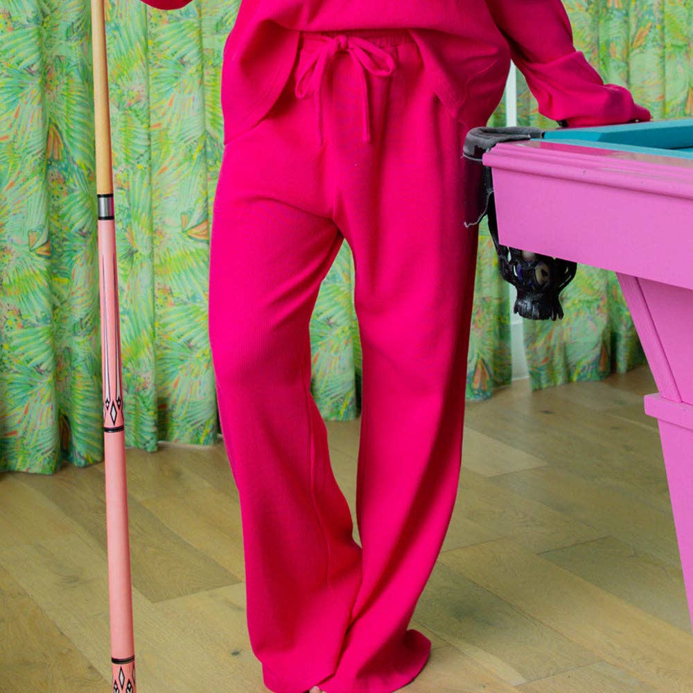 Girlie Girl Originals - LM-WAFFLE PANT-HOT PINK: HOT PINK / Medium Girlie Girl Originals