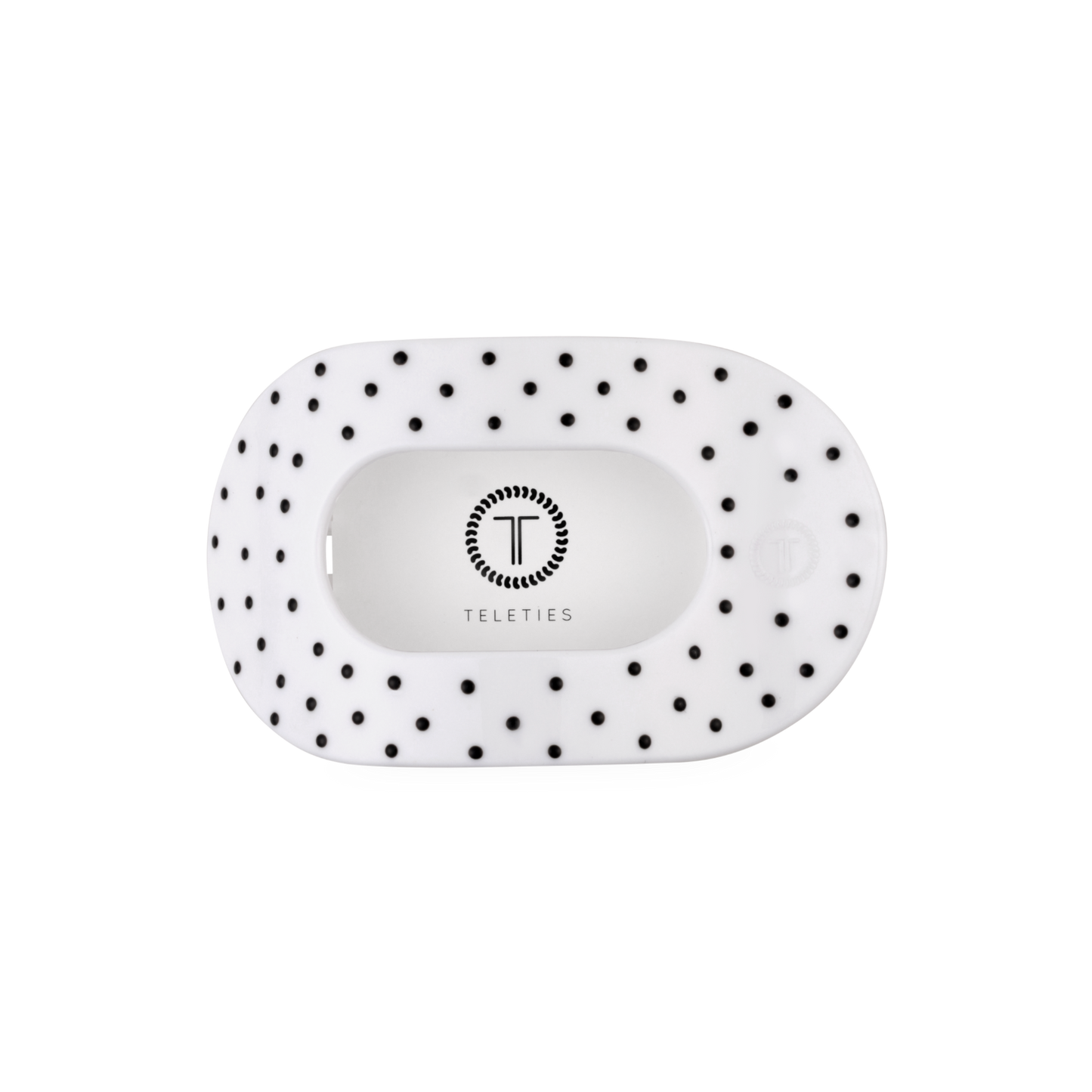 TELETIES - White Polka Dot Party Medium Flat Round Hair Clip TELETIES