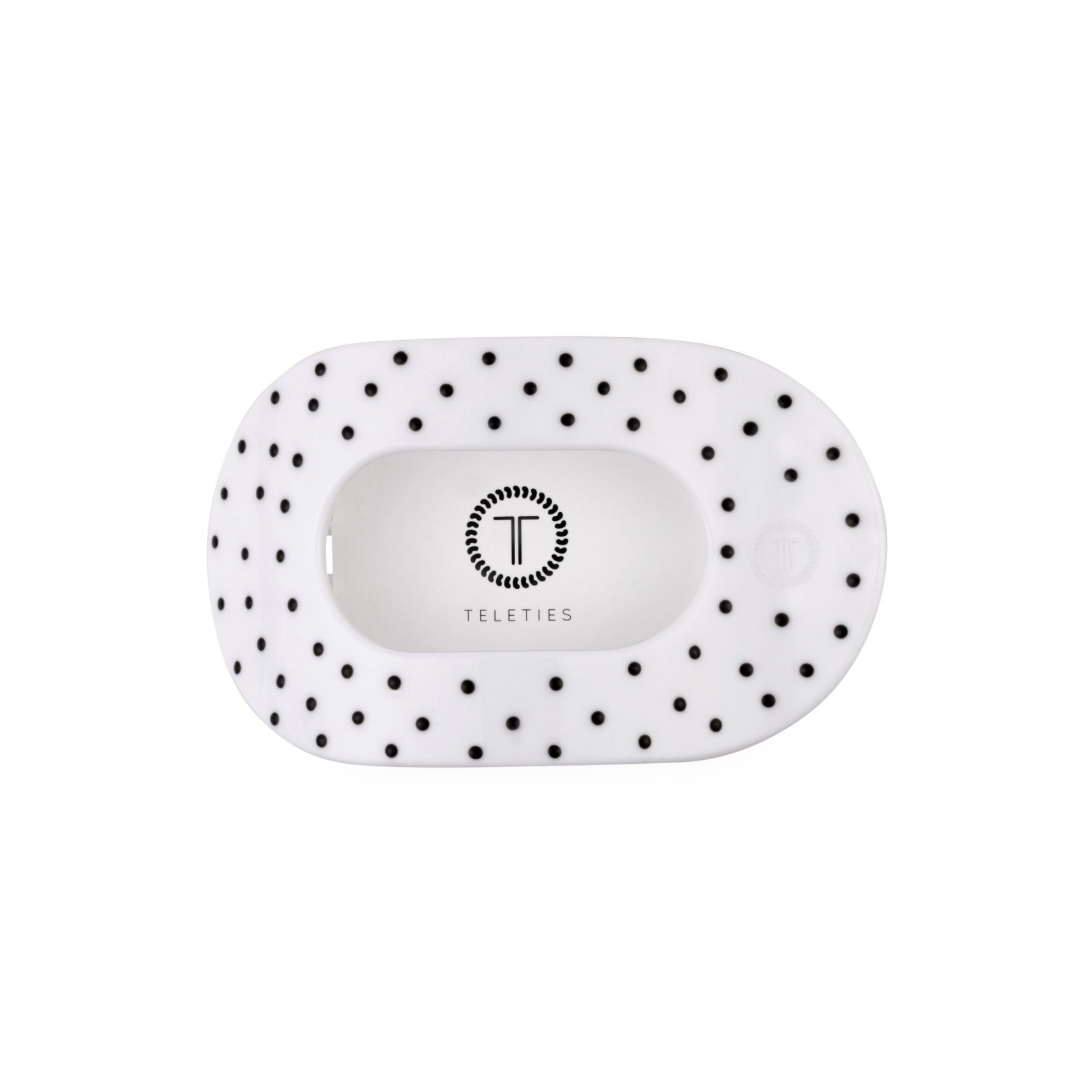 TELETIES - White Polka Dot Party Medium Flat Round Hair Clip TELETIES