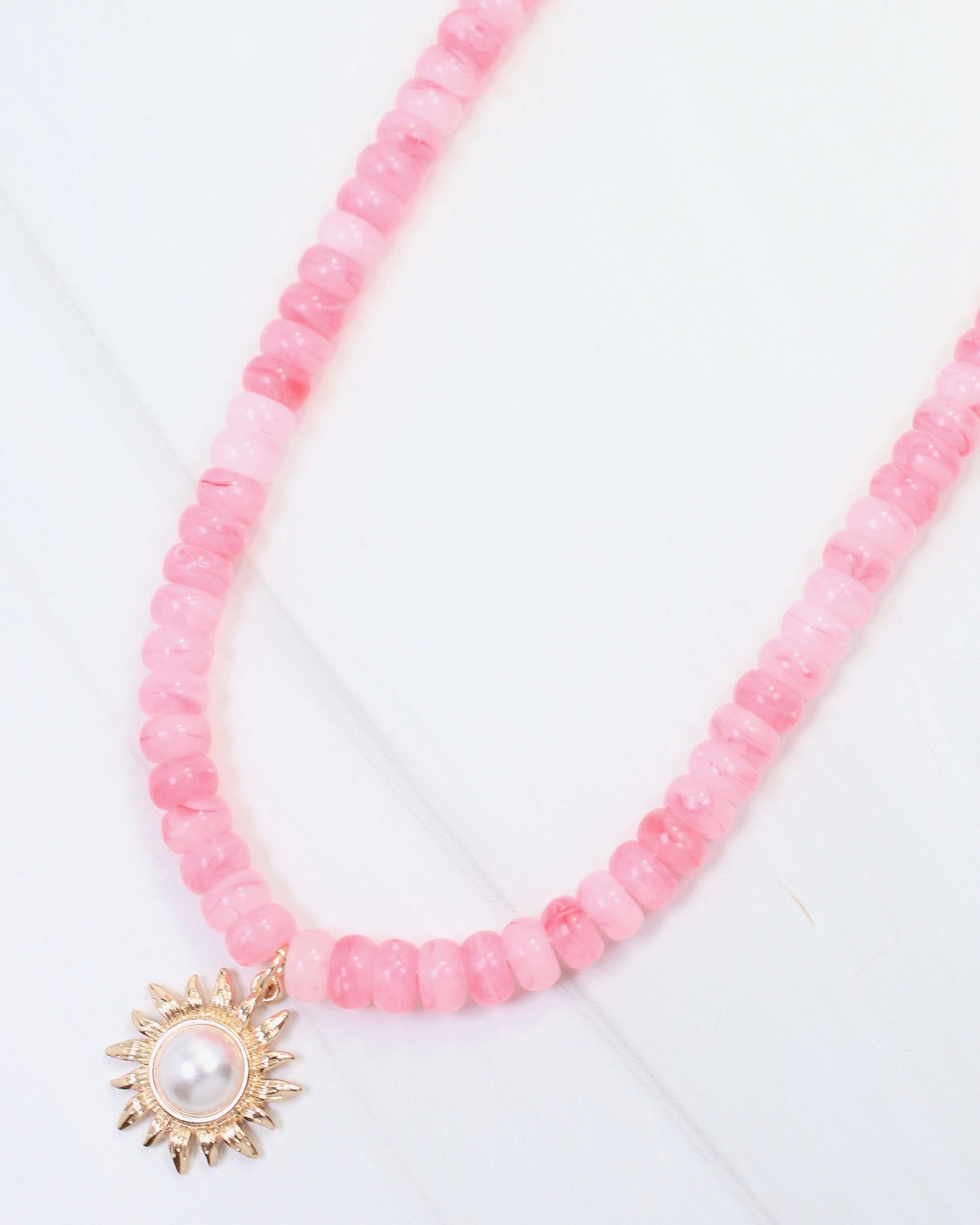 Caroline Hill - Abbigail Beaded Flower Necklace Pink: Default Caroline Hill