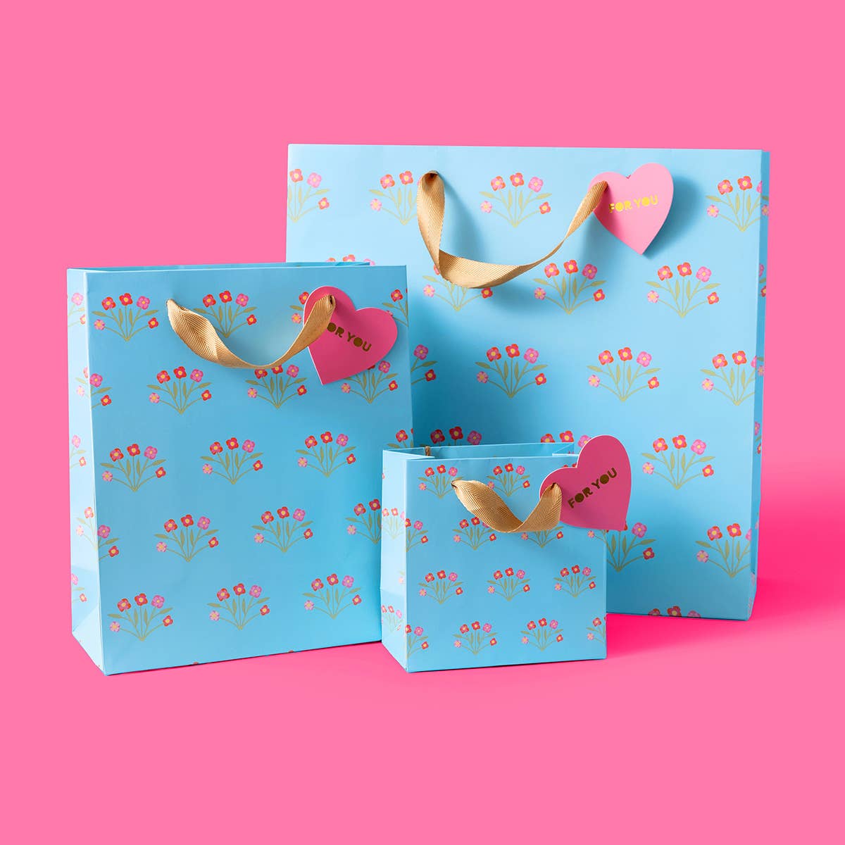 Taylor Elliott Designs - *ON SALE* Gift Bags - Blue w/ Bouquets - Assorted Sizes: Small Taylor Elliott Designs
