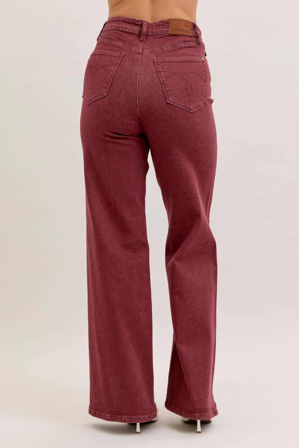 Judy Blue Jeans - HW Retro Wide With Twisted Seams: BURGUNDY / 5(27) Judy Blue Jeans