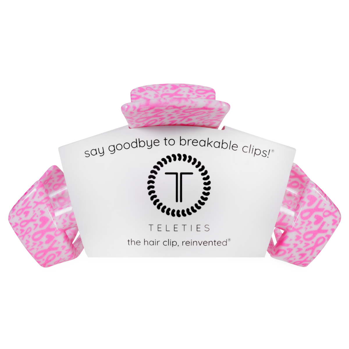 TELETIES - Classic | Breast Cancer Awareness | Large | Claw Clip TELETIES