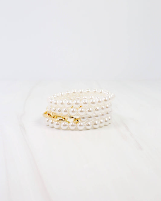 Caroline Hill - Marysville Link and Bead Bracelet Set Pearl: Default Caroline Hill