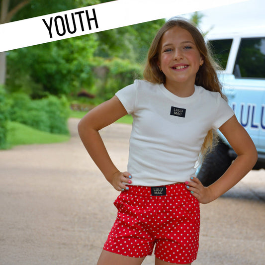 Girlie Girl Originals - LM-KSH-1010 Red Mini Polka Dot KIDS SHORT: Red / Youth Large Girlie Girl Originals