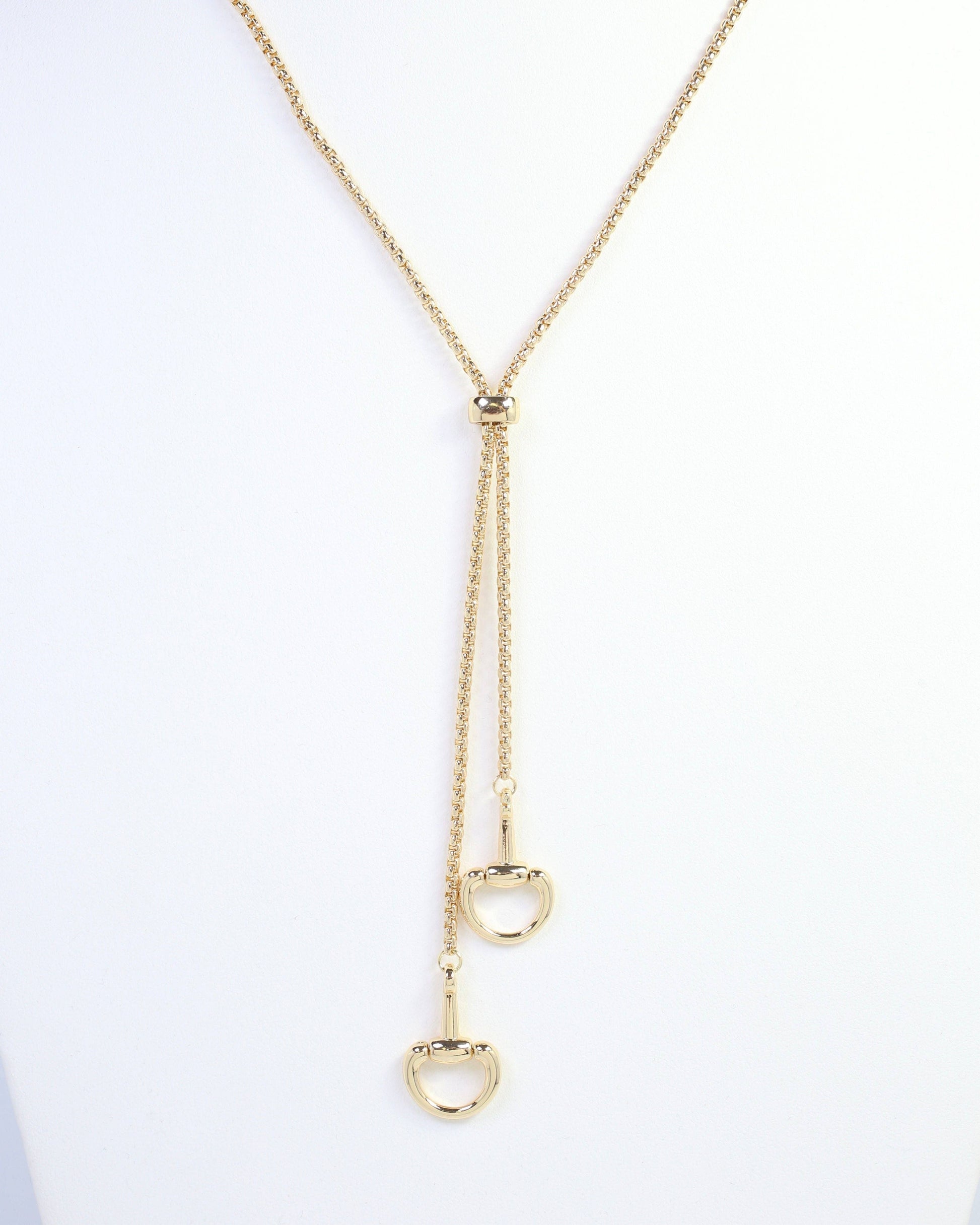 Caroline Hill - Frances Horsebit  Adjustable Chain Necklace Gold: Default Caroline Hill