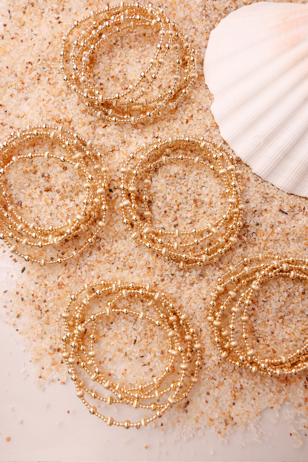 Beaded Blondes - Palmer Fluted Bracelet in Gold: Petite 6.25 Inch Beaded Blondes