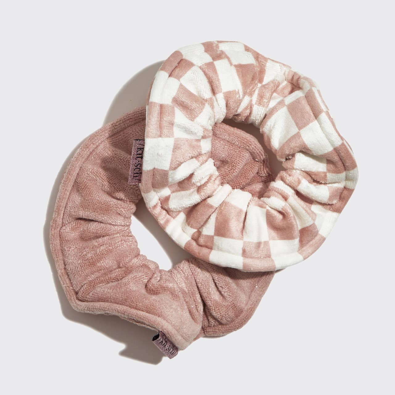 KITSCH - Microfiber Quick-Dry Towel Scrunchie 2PC- Terracotta Checker KITSCH