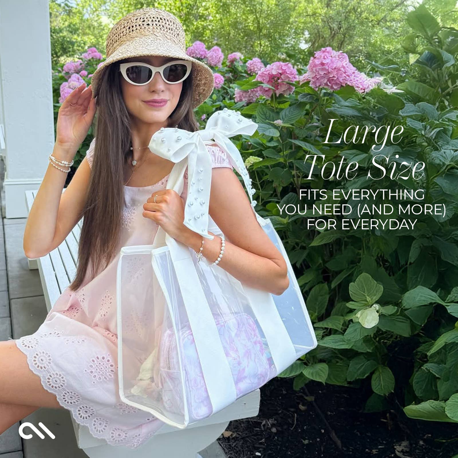 Case-Mate - Special Edition Bow Ivory Pearl Beach Tote With Phone Pouch Case-Mate