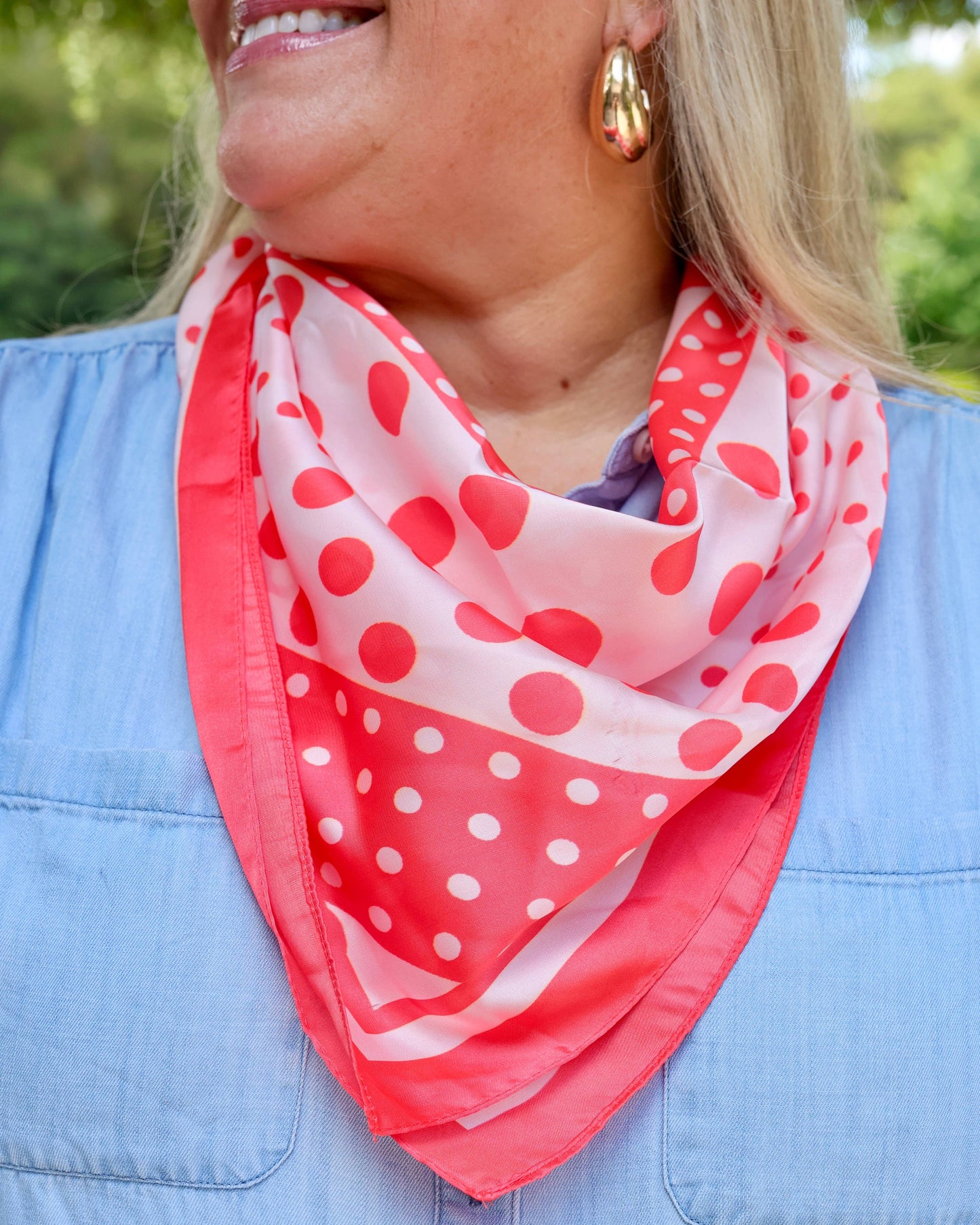 Caroline Hill - Lula Polka Dot Scarf Coral: Default Caroline Hill