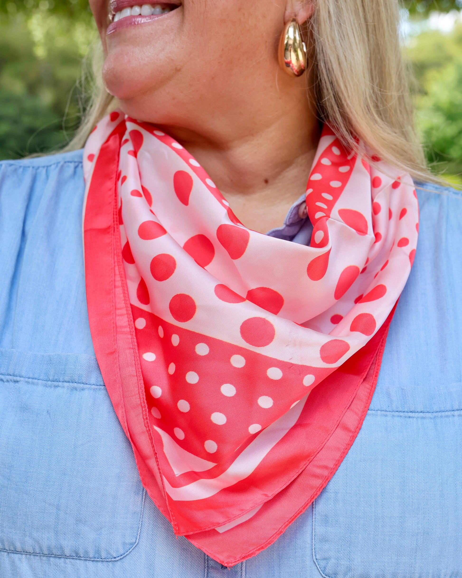 Caroline Hill - Lula Polka Dot Scarf Coral: Default Caroline Hill