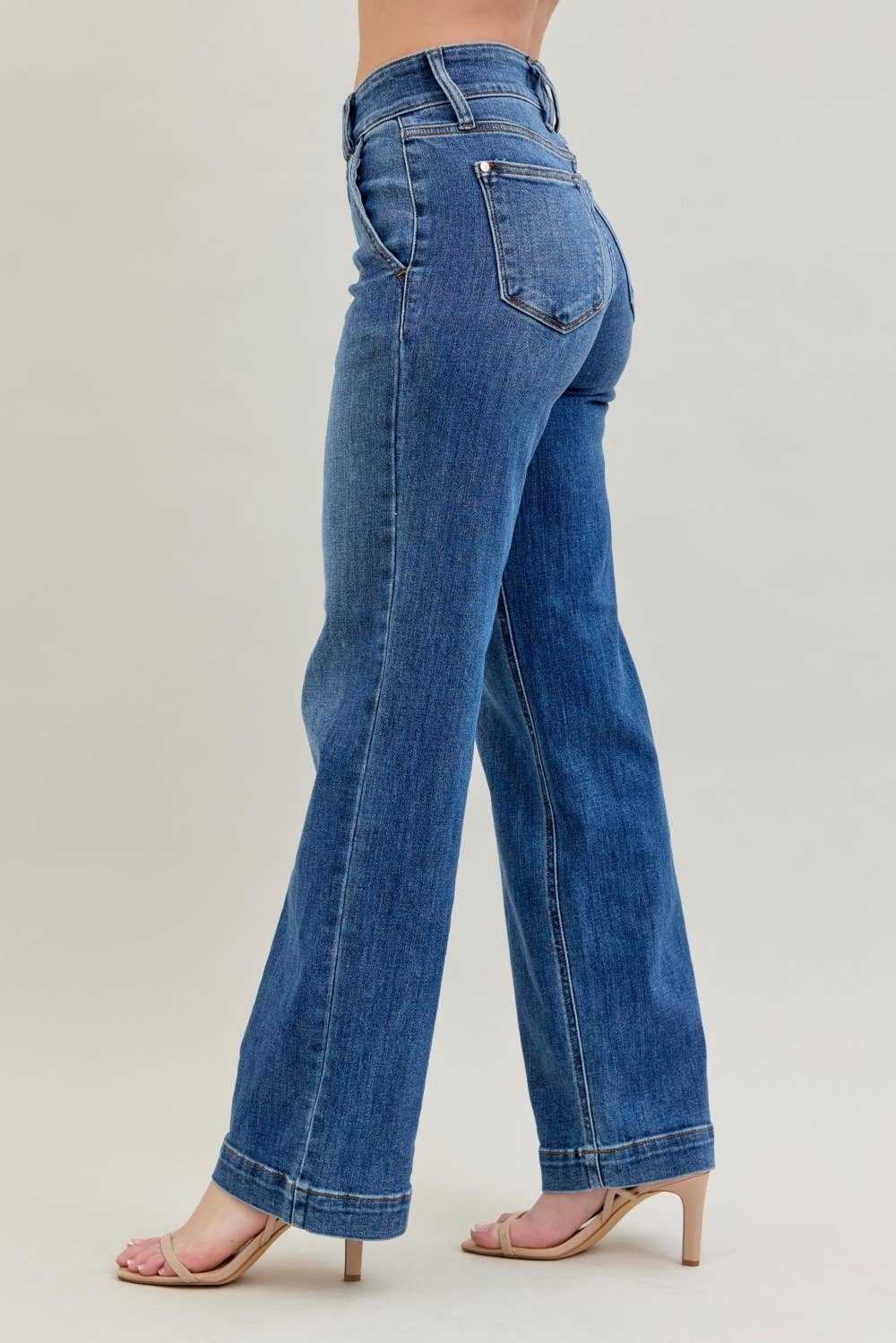 Judy Blue Jeans - HW Double Button Wide Leg: MD / 5(27) Judy Blue Jeans