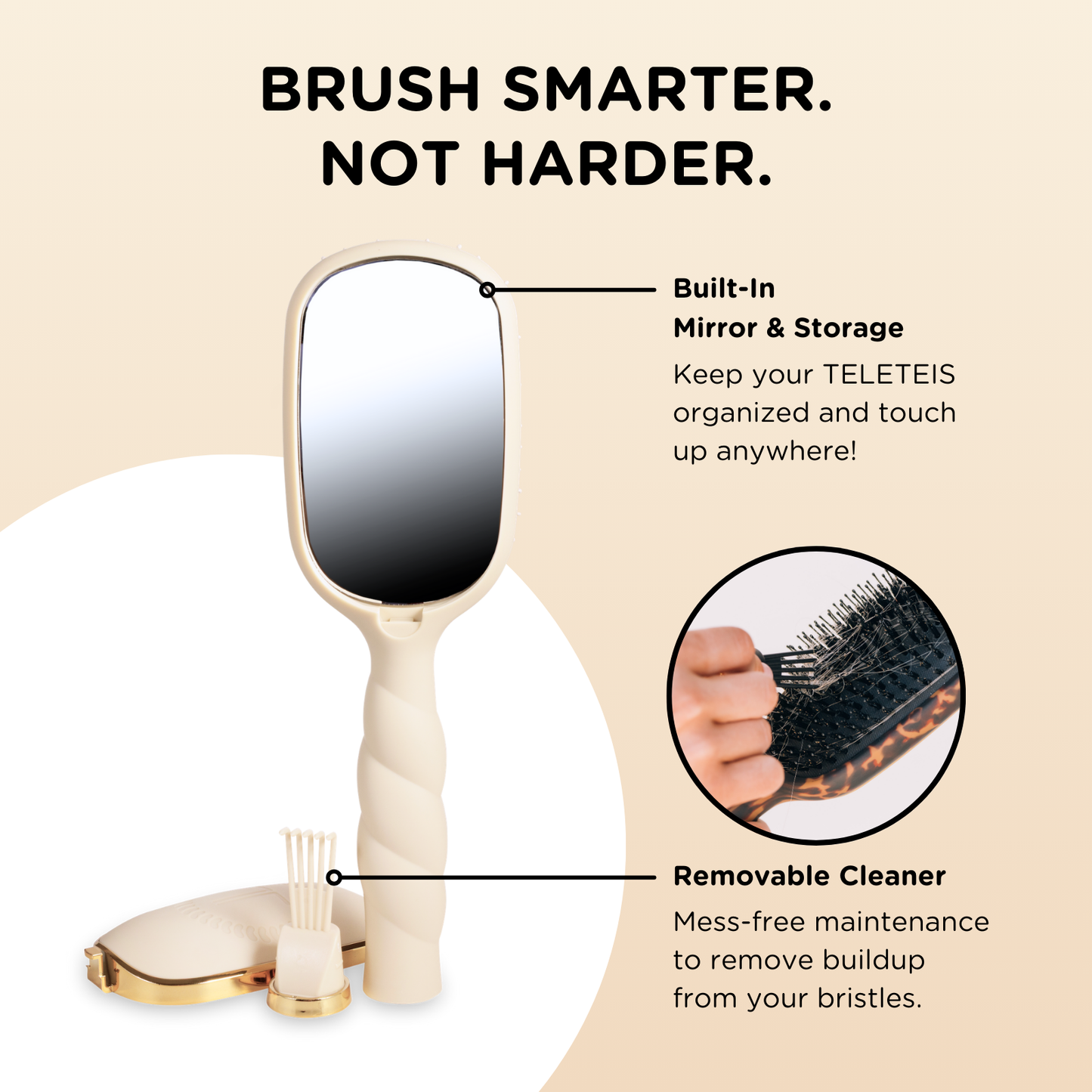 TELETIES - Boar Bristle Hair Brush | Tan TELETIES